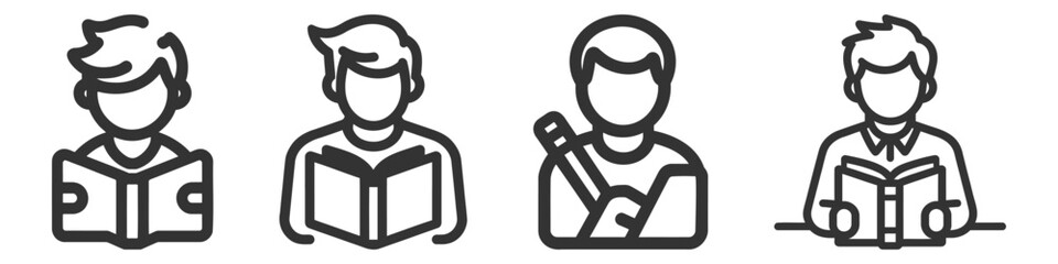 Student Icon - Vector illustration set, pack, collection on white background