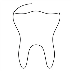 Tooth icon outline vector illustration continuous one line art drawing and minimalist design