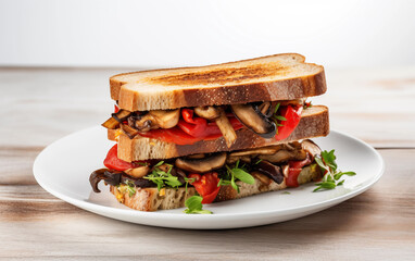 Delicious Grilled Vegetable Sandwich on Plate
