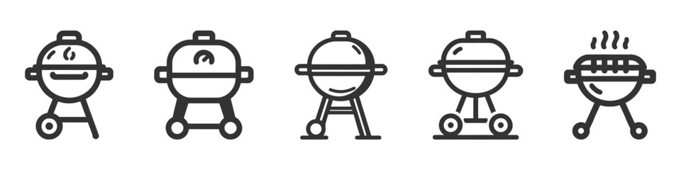 Outdoor grill vector icon set, pack, collection illustration isolated on white background