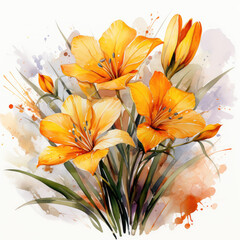 watercolor Saffron clipart, Generative Ai