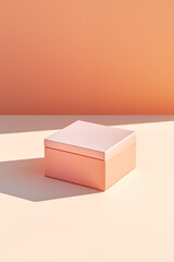realistic empty box on the table with light