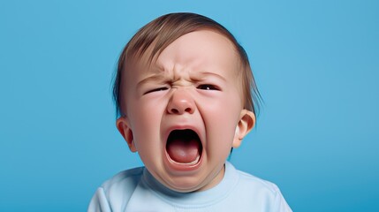 Portrait of a crying and screaming baby