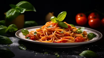 Fotobehang pasta with tomato sauce © Kate Mova