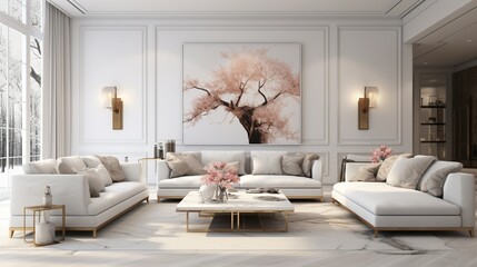 Luxury Modern Living Room White Background