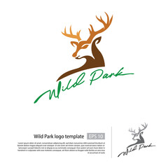 Wild park logo vector template with an simple deer logo for your camping park logo.