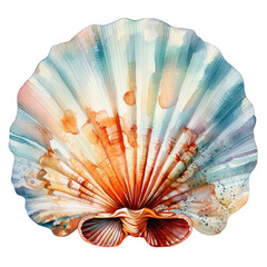 watercolor Seashell beach clipart, Generative Ai