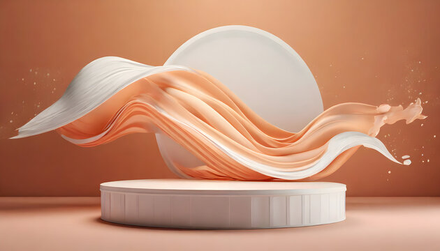 podium, welle, textil, abstrakt, pfirsich, fuzz, hintergrund, minimal, farbe, des, jahres, 2024