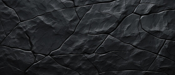 Volumetric rock texture with cracks. Black stone background