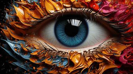 3d photo of a eye of the world and amazing design wallpaper made with generative AI - obrazy, fototapety, plakaty