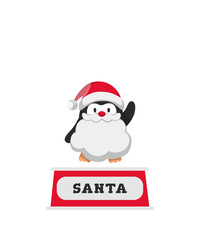 A snow globe with a penguin dressed as Santa Claus