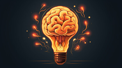 Creative idea with brain and light bulb