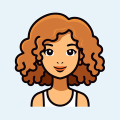 simple cute brown skin girl with curly hair icon