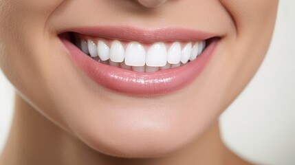Women with beautiful white teeth and a smile, close up 