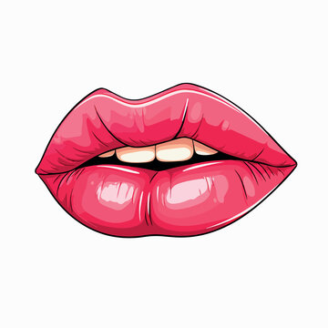 recommend clip art: female lips flat vector illustration. female lips hand drawing isolated vector illustration