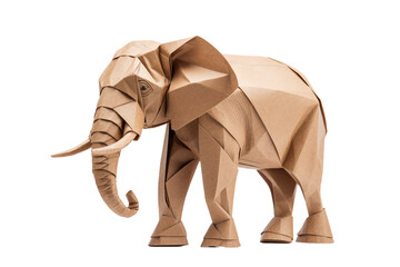 Origami Elephant in a Regal Paper Pose isolated on a transparent background