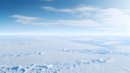 Fototapeta na wymiar Aerial view of a vast untouched snowy landscape in Antarctica.