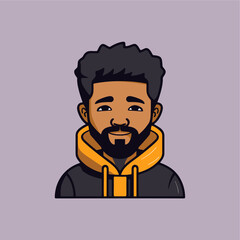 simple cute black boy ith beard icon vector