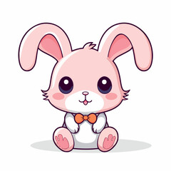 pink bunny easter flat vector illustration. pink bunny easter hand drawing isolated vector illustration