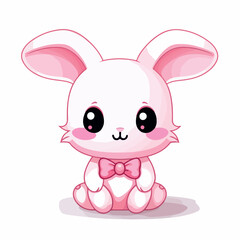 pink cute bunny easter flat vector illustration. pink cute bunny easter hand drawing isolated vector illustration