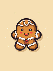 Adorable Gingerbread Girl - Vector Christmas Illustration