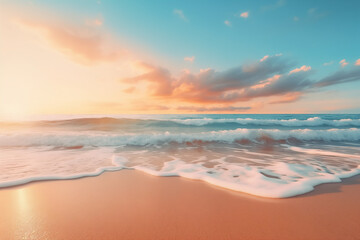 Closeup sea sand beach. Panoramic beach landscape