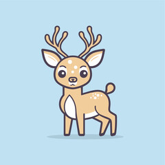 cute deer icon vector thick outline on winter