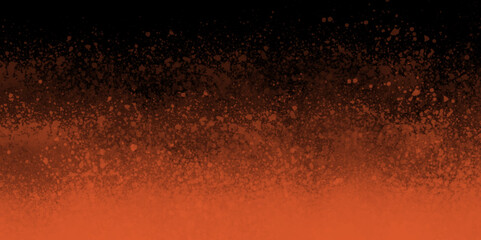 Fototapeta na wymiar Orange watercolor ombre leaks and splashes texture on dark watercolor paper background with scratches. Abstract orange powder splattered background, Freeze motion of color powder exploding/throwing.