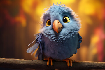 cartoon illustration of a cute parrot smiling