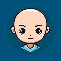 Obraz premium Cute Sick Bald Boy Icon Vector