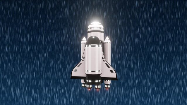 spaceship flying in outer space. 3d animation