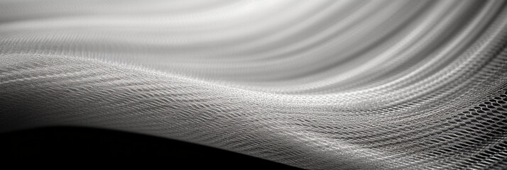 Bannière horizontale en noir et blanc pour conception et création graphique. Voilage, drapé, mouvement, tissu.
