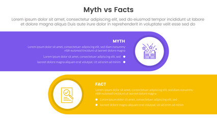 fact vs myth comparison or versus concept for infographic template banner with horizontal round rectangle box with two point list information