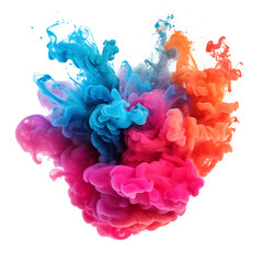 Obraz premium Colorful smoke paint explosion. Splash of holi, cut out - stock png.