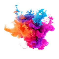 Colorful smoke paint explosion. Splash of holi, cut out - stock png.
