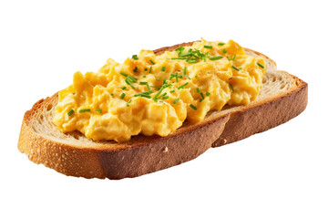 Scrambled Egg Toast Isolated on Transparent or White Background, PNG
