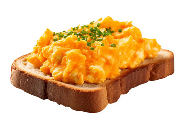 Scrambled Egg Toast Isolated on Transparent or White Background, PNG