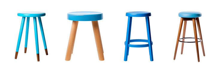 Stool set - Blue Stool - Blue chair - Isolated Transparent PNG