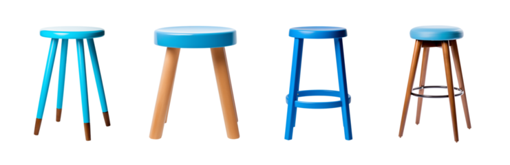 Stool set - Blue Stool - Blue chair - Isolated Transparent PNG