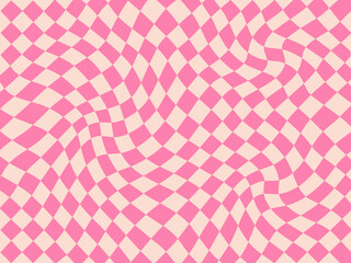 Checks vector background. 60&rsquo;s, 70&rsquo;s style hippie background with checks, psychedelic groovy texture. Abstract retro background for poster .
