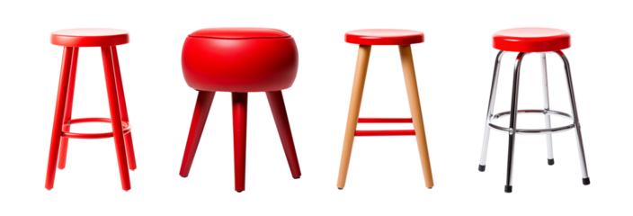 Stool set - Red Stool - Red chair - Isolated Transparent PNG