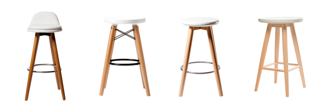 Stool set - White Stool - White chair - Isolated Transparent PNG