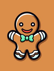 Obraz premium Adorable Gingerbread Boy - Vector Christmas Illustration
