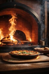 A Delicious Pizza on a Rustic Wooden Table