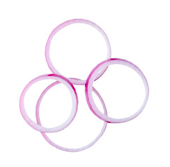 Red onion slices in stack isolated on white background with clipping path in png file format