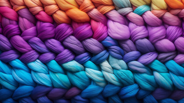 Texture of knitted sweater with thick threads of various colors, image for background