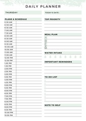 Minimalist planner pages templates. Daily Personal Planner. Organizer page, diary and daily control Book, notes for the day.