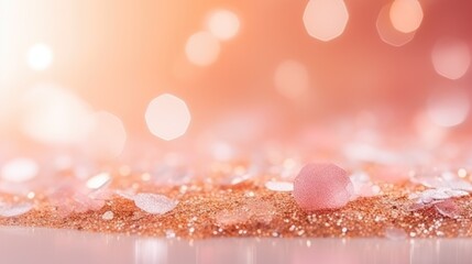 Peach Fuzz color of the year 2024 Christmas festive background. New 2024 trending Peach Fuzz color....