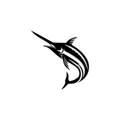 Flying Swordfish Blue Illustration Logo Design