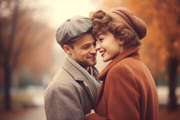 Fototapeta premium Happy beautiful people in love sharing warm gentle feelings AI generated image